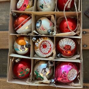 Vintage Holiday Ornament Set - Red, Pink, Silver